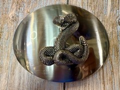 Snake Attacking Fangs Slithering Rattlesnake LARGE Silver Color NOS Belt Buckle