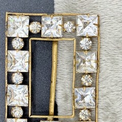 Vintage Czech Buckle Paste Stone Gold Tone