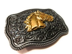 ✖ WESTERN Horse Profile Cowboy Rodeo Style Belt Buckle Buck Gold antique silver