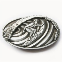 Vintage Style 3D Surfing Play Boy Oval Belt Buckle Gurtelschnalle