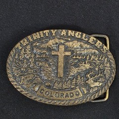 1981 Trinity Anglers Colorado Belt Buckle Vandermee Plating Vintage USA