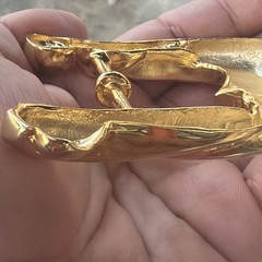 Barry Kieselstein cord sterling 925 gold vermeil moon face buckle