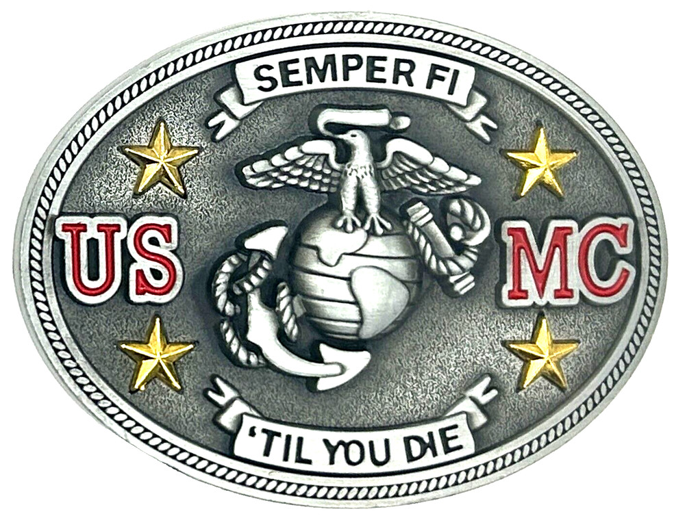 U.S.M.C. Semper Fi &lsquo;Til You Die Marine Corrps Enameled Belt Buckle New