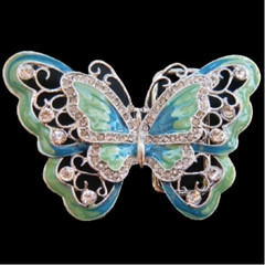 BLUE GREEN RHINESTONE GLITTER BUTTERFLY BUTTERFLIES BELT BUCKLES BOUCLE CEINTURE
