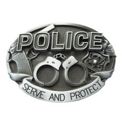 Antique Silver Hero Law Enforcement Belt Buckle