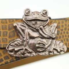 Charming Frog Belt Buckle in Antique Copper with Rustic Character