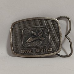 The Space Shuttle Belt Buckle Vintage 1981 Silvertone The Buckle Connection 3×2&Prime;