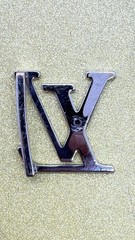 Louis Vuitton Logo LV Initials Belt Buckle Silver tone with white inset