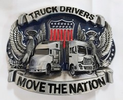 Truck Driver Belt Buckle Big Rig Semi Truck Move The Nation USA Flag Trucker
