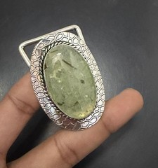 Moss Prehnite Gemstone 925 Sterling Silver Handmade Belt Buckles Vintage Gift