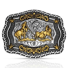 Montana Silversmiths Attitude The Roundup Team Roper Western Belt Buckle