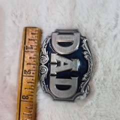 Vintage 1987 Siskiyou Buckle Co DAD Pewter Belt Buckle Blue Enamel USA Made M-50