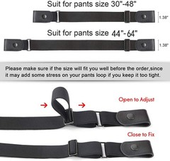 WERFORU No Buckle Show Suit for pants size 30&Prime;-48&Prime;, A-black Gun Color Snap