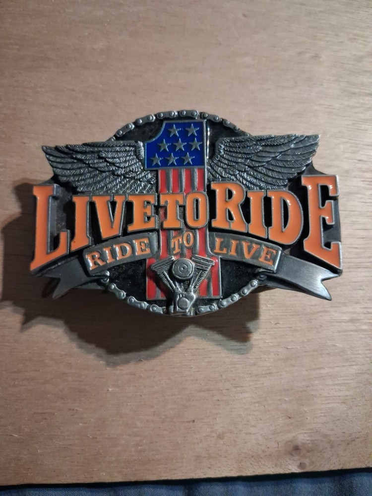 Live To Ride Ride To Live Number 1 Wings Belt Buckle Vintage Siskyou