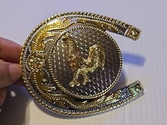 GOLD & SILVER (IN COLOR ONLY) LARGE RODEO WESTERN ROOSTER 🐓 Metal Belt Buckle