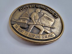 NRA Belt Buckle Large Bronze 2nd Amendment Clasp The Right To Keep And Bear Arms