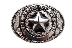 Men Silver Metal Belt Buckle Western Fashion Cowboy Texas State Lone Star Casual