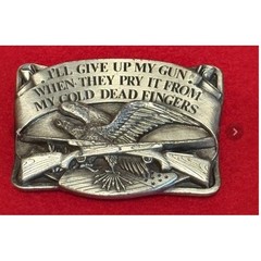 Vintage 1983 Siskiyou Buckle Co 2nd Amendment Eagle Belt Buckle F-27 Pewter