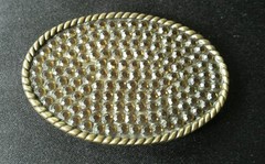 DARK GREEN YELLOW MULTI COLOR APPEARANCE RHINESTONE OVAL BELT BUCKLE
