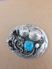 Native American Belt Buckle – Buffalo Nickels Turquoise