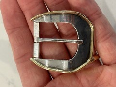 PAT AREIAS 925 Sterling & 18k Yellow Gold Modernist 3 Pc Belt Buckle Set
