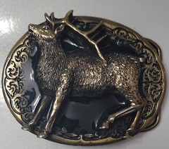 AMERICAN WILD LIFE STAG-DEER BELT BUCKLE. Copyright 1981.Serial number 510. USA