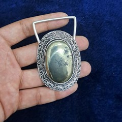 Natural Pyrite Belt Buckle Silver Plated Handmade Western Cowboy Statement Buckl