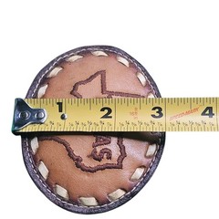 Texas Embroidered Leather Belt Buckle Brown Oval