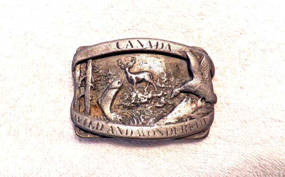 VINTAGE BELT BUCKLE CANADA NORTH AMERICAN COUNTRY WILD & WONDERFUL SISKIYOU BB10