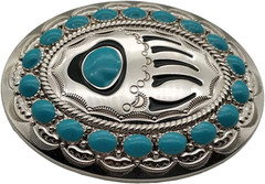 Native American Turquoise Bear Claw Belt Buckle