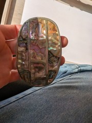 Alpaca Silver Abalone Large Belt Buckle Unisex Mexico Size 3.5&Prime; Iridescent A1