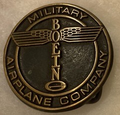 Vintage Metal Belt Buckle, Solid Bronze, Boeing, Military Airplane Company, Aero