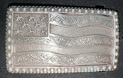Cody James USA Flag Belt Buckle 2&Prime; x 3.5&Prime; Silver Color NEW