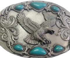 Arroyo Grande Belt Buckle Southwest Style Eagle Turquoise Colored As Is No clip