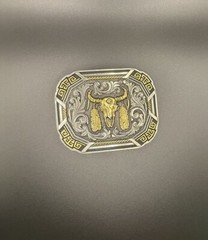 Montana Silversmiths Southwestern Flair Buffalo Skull Attitude Buckle Silver