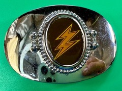 Lightning Bolt Strike Electric Shock Flash Cabochon On Reflective Belt Buckle