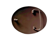 Western Belt Buckle 4.25 x 3.25 in Handcrafted Oval Engraved Brown Gold 2.25