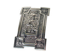 Nocona Mens Belt Buckle 3.5 x 2.5 in Cowboy Horse Cross Western Silver 1.5