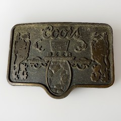 Vintage Coors Banquet Beer Belt Buckle Bottle Opener Made In USA 3.5” X 2.5”