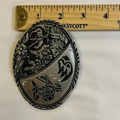 Vintage SSI Metal Handcrafted Belt Buckle Horses And Indian Nature Wildlife USA
