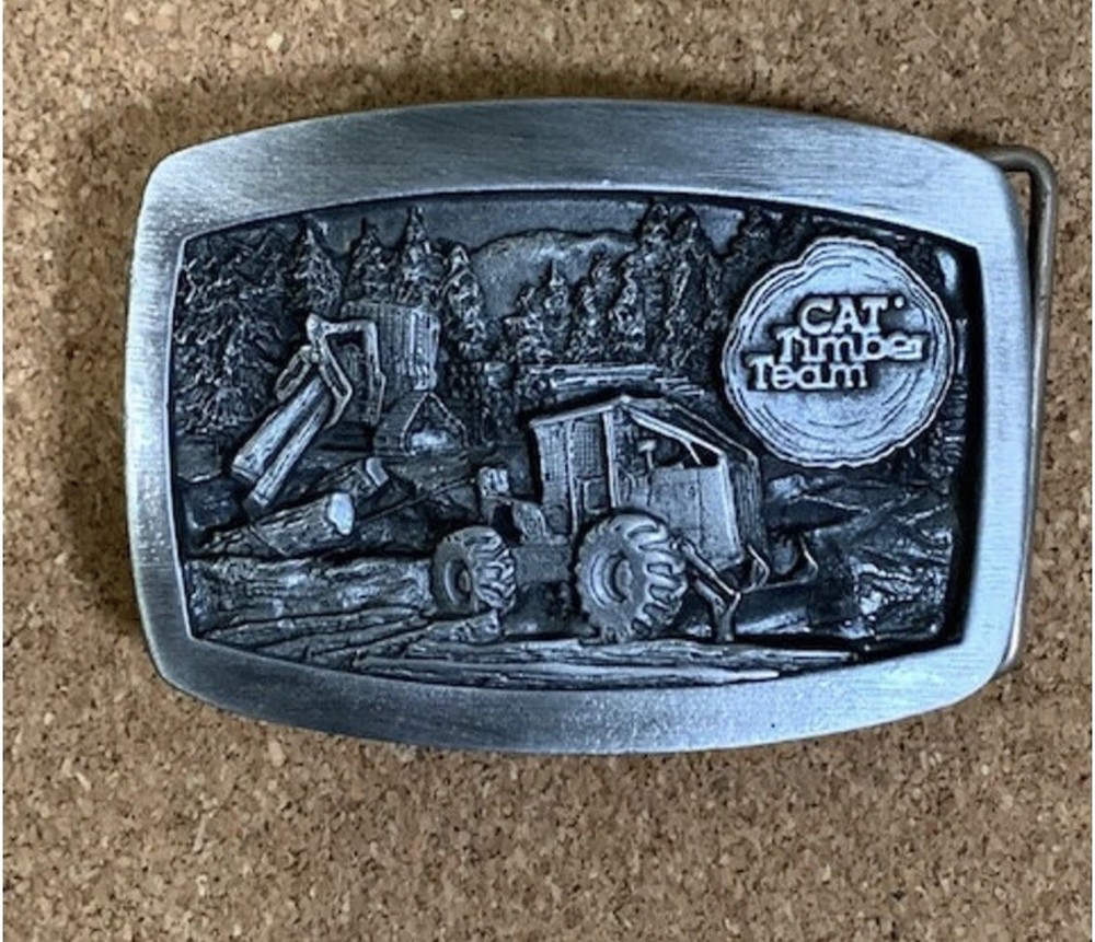 Cat Timber Team Belt Buckle Skidder Logger Caterpillar Logging Forest