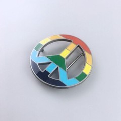 Vintage Style Peace Sign Rainbow Flag Belt Buckle Boucle de Ceinture