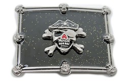 Men Women Fashion Buckle Silver Skull Skeleton Black Pirate Gothic Bones Square