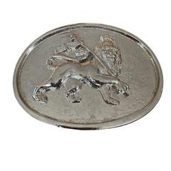Lion of Judah Rastafarian Belt Buckle Silver Staff Ethiopian Culture Jamaica