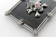 Men Women Buckle Silver Skulls Skeleton Halloween Black Pirate Deat Big Gothic