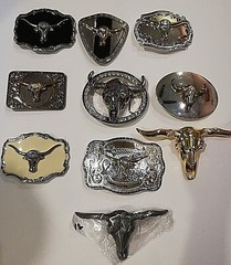 Cowboy western bull head belt buckle