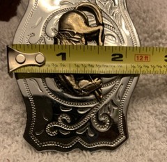 VTG Western Silver Tone Belt Buckle with Brass Tone Bucking Bronco Horse 1970’s