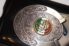 Ariat Western Belt Buckle Logo Mexican Flag Horseshoe Silver tone A37021