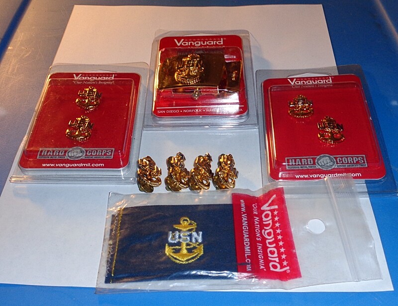Military Lot Vanguard Belt Buckle Solid Brass USA Navy Collar Nautical Emblems