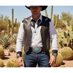 Men Silver Metal Buckle Native Ethnic Oval Turquoise Blue Jeans Pant Casual Look